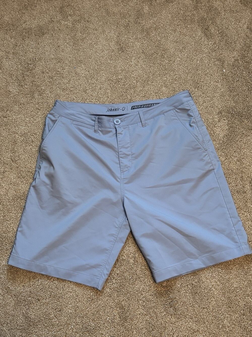 Johnnie-O Prep Formance Gray-Teel Light Blue Performance Golf Shorts Men Sz 35